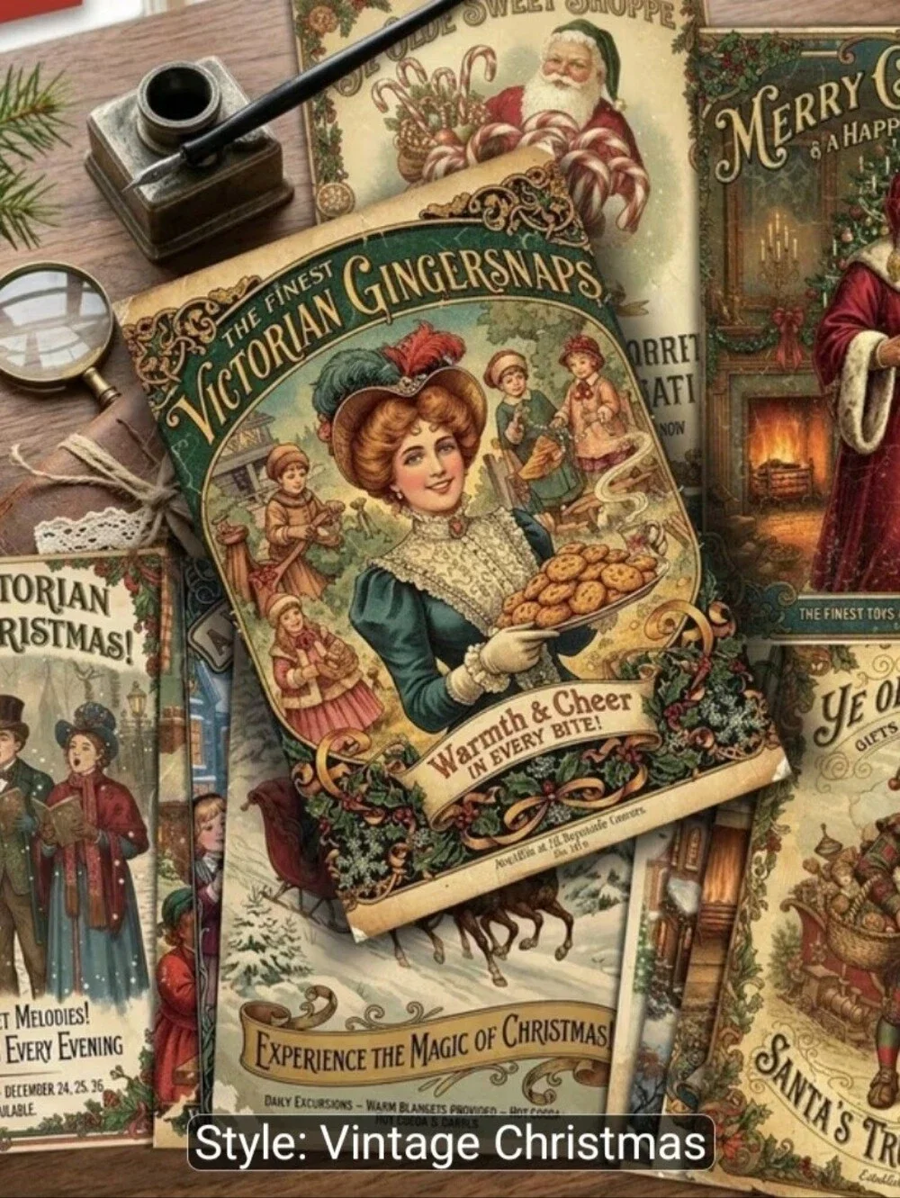Victorian Style Christmas post cards home decoration retro 4x6 paper Ephemera